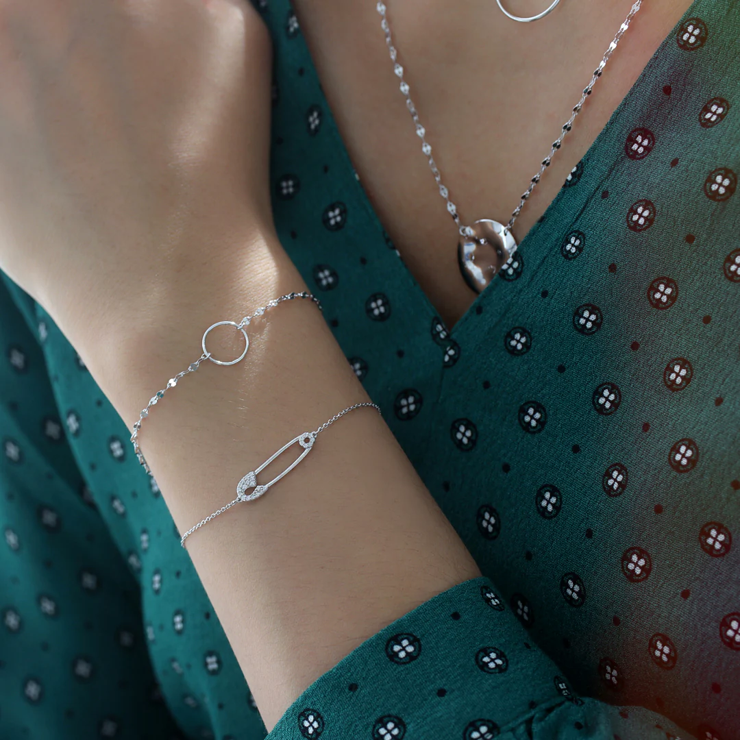 Safety Pin Bracelet- Sterling Silver