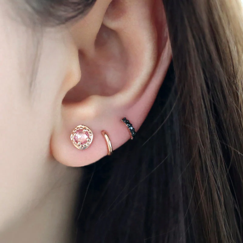 Polygon Gemstone Cartilage Earring- 14K Gold