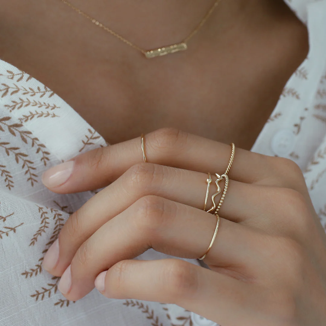 Skinny Faceted Ring- 14K Gold