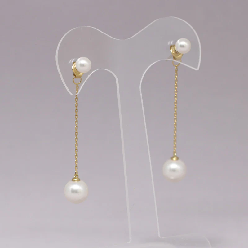 Double Pearl Chain Drop Earrings