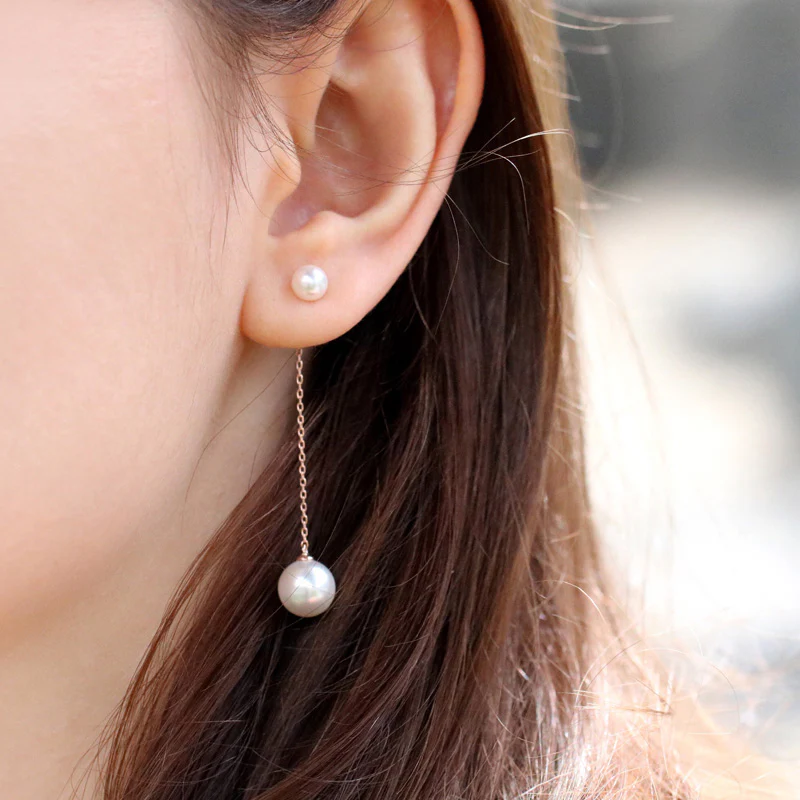 Double Pearl Chain Drop Earrings