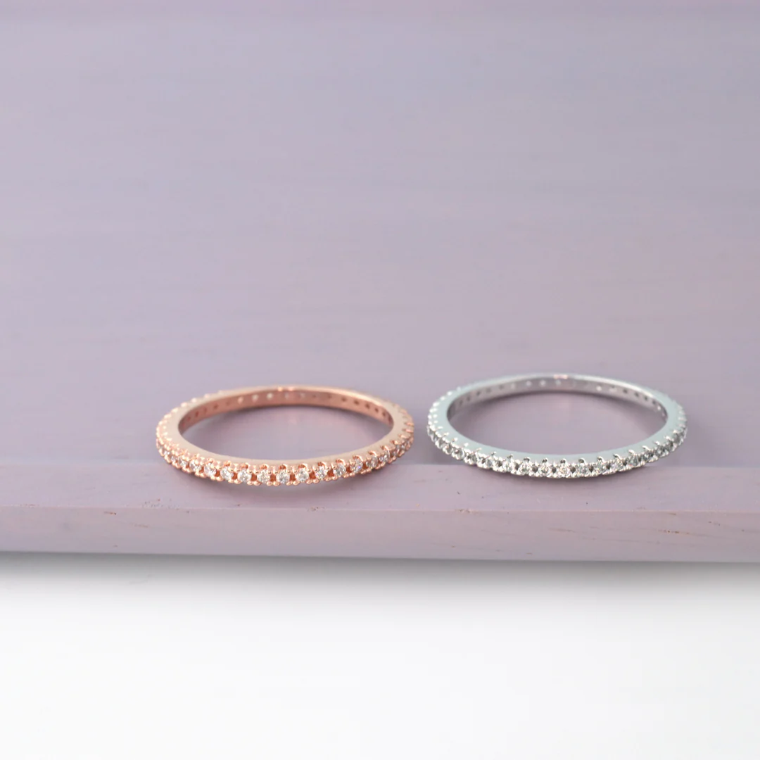 Dainty CZ Eternity Ring- Sterling Silver