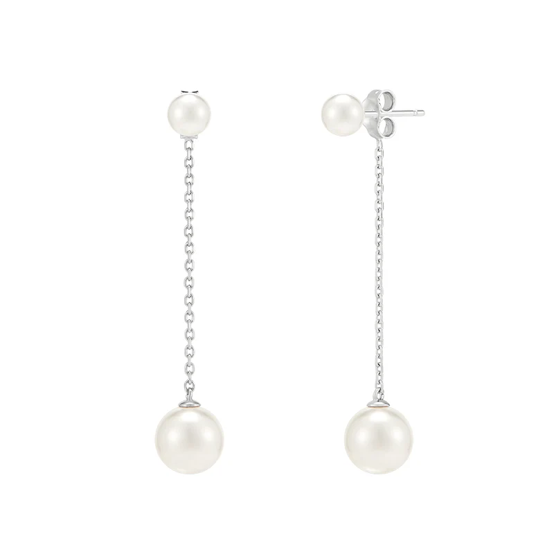 Double Pearl Chain Drop Earrings