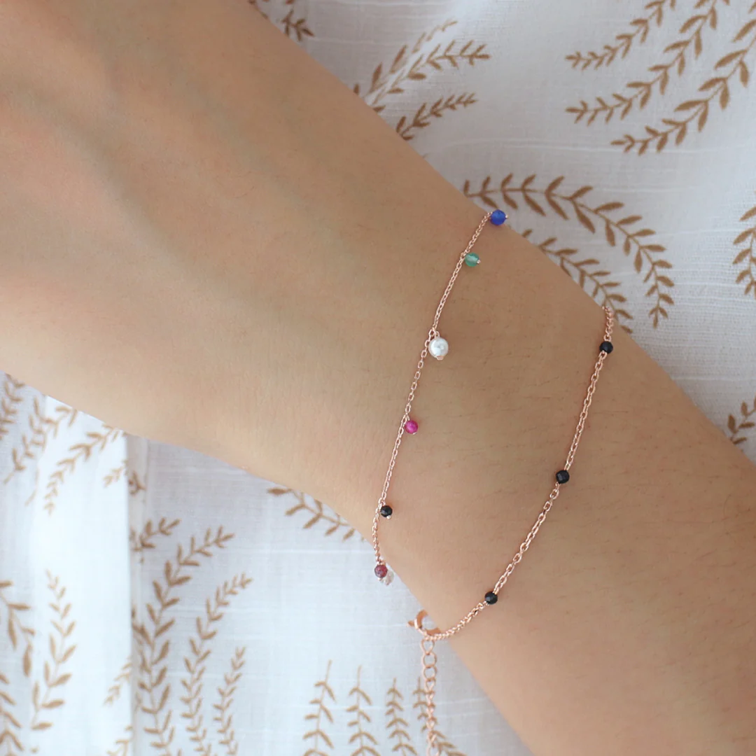 Black Spinel Chain Bracelet- Sterling Silver