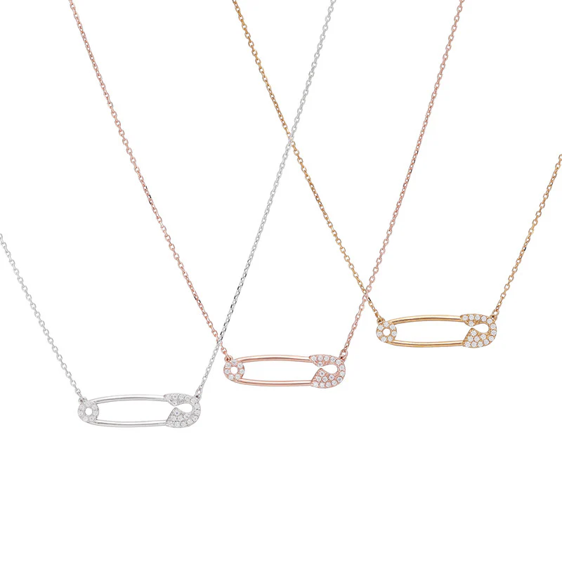 Safety Pin Necklace- Sterling Silver