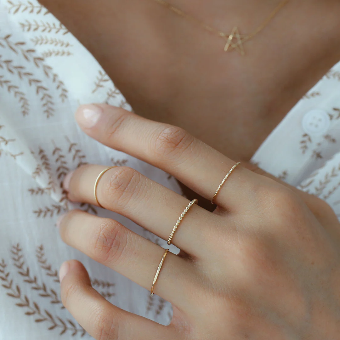 Thin Textured Ring- 14K Gold