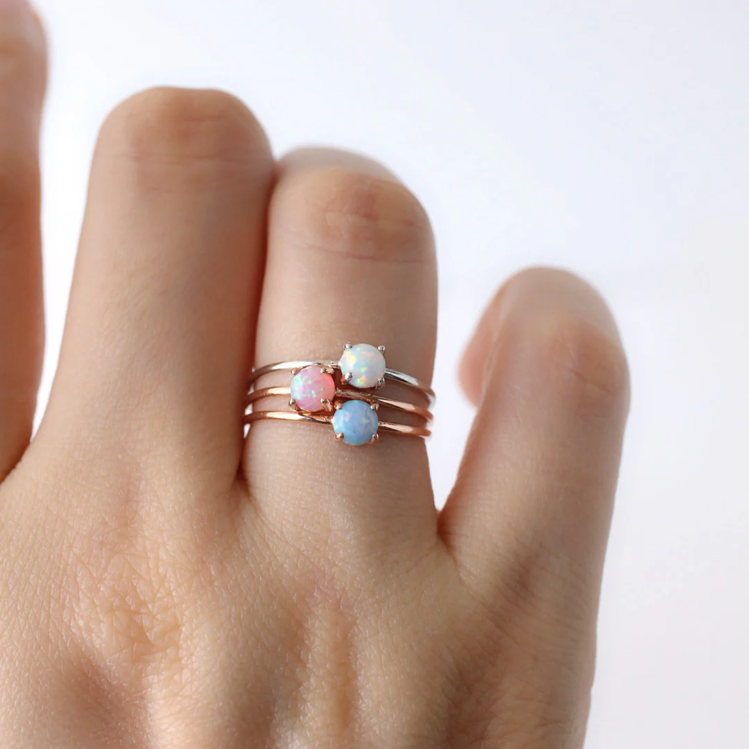 Opal Slim Ring- Sterling Silver