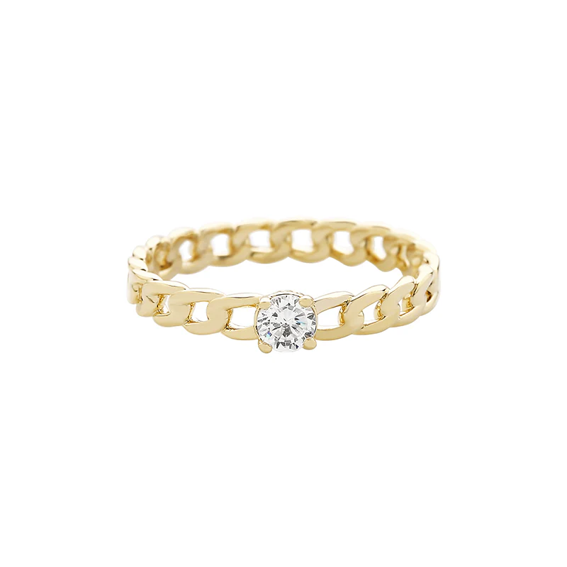 CZ Chain Ring- Sterling Silver