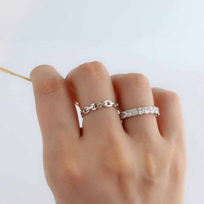 Chain Band Ring- Sterling Silver