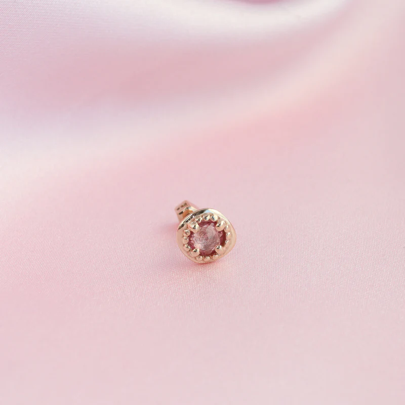 Polygon Gemstone Cartilage Earring- 14K Gold