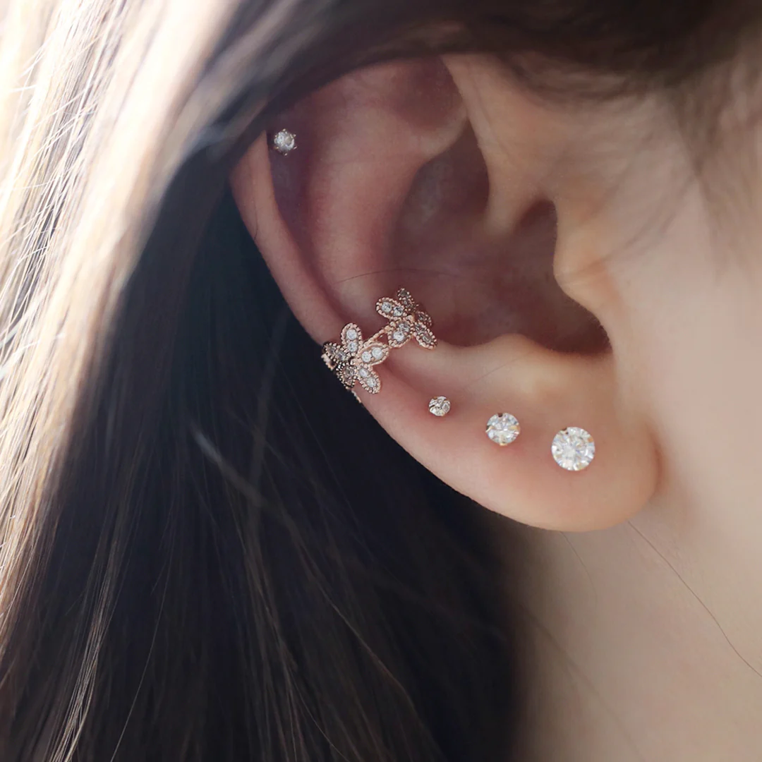 Triple Flower Ear Cuff