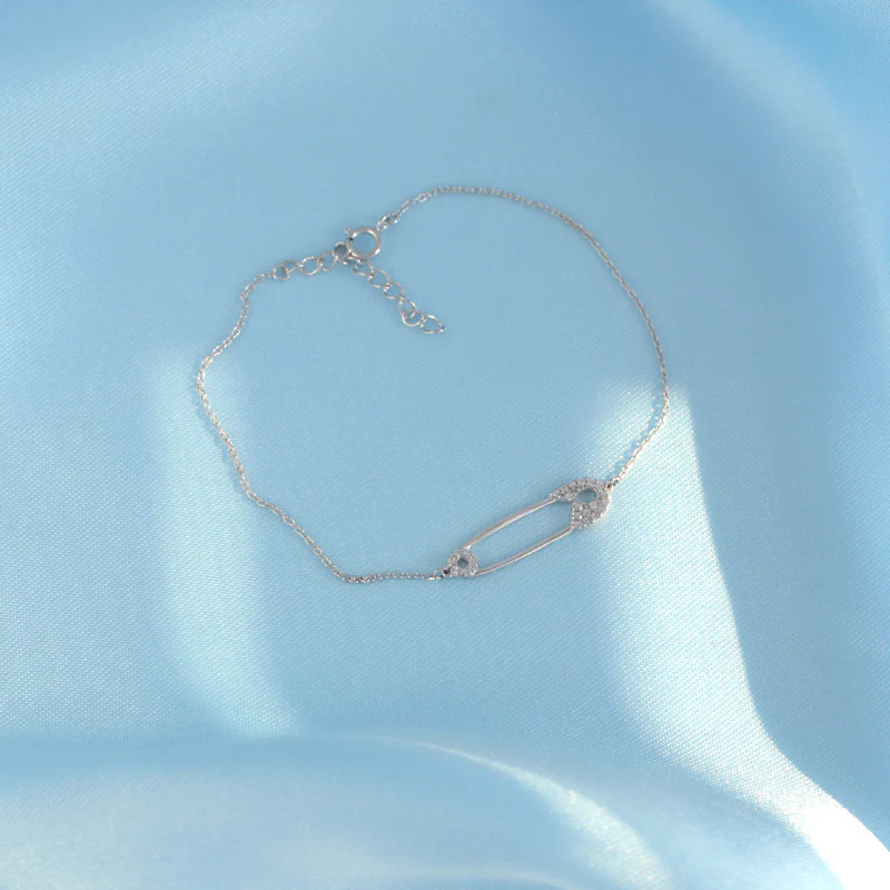 Safety Pin Bracelet- Sterling Silver