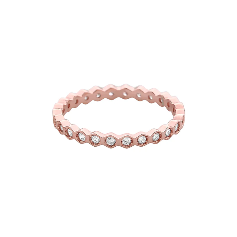 Hexagon CZ Eternity Ring- Sterling Silver