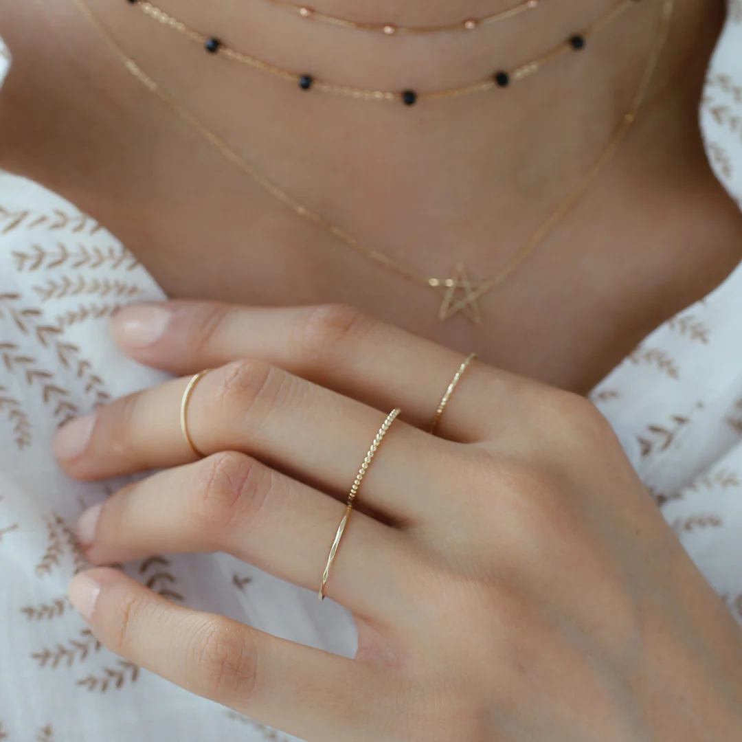 Skinny Faceted Ring- 14K Gold