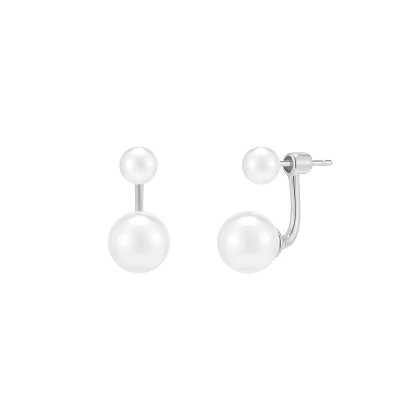 Double Pearl Ear Jacket Earrings