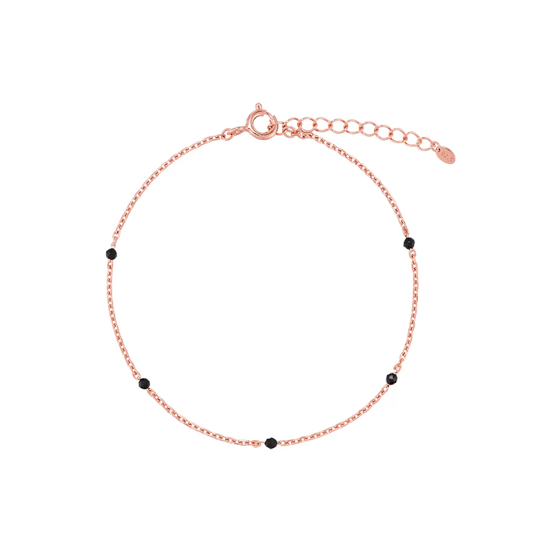 Black Spinel Chain Bracelet- Sterling Silver