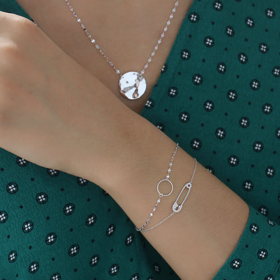 Circle Highlight Chain Bracelet- Sterling Silver