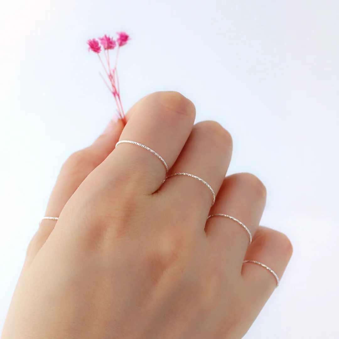 Ultra Thin Faceted Ring- Sterling Silver