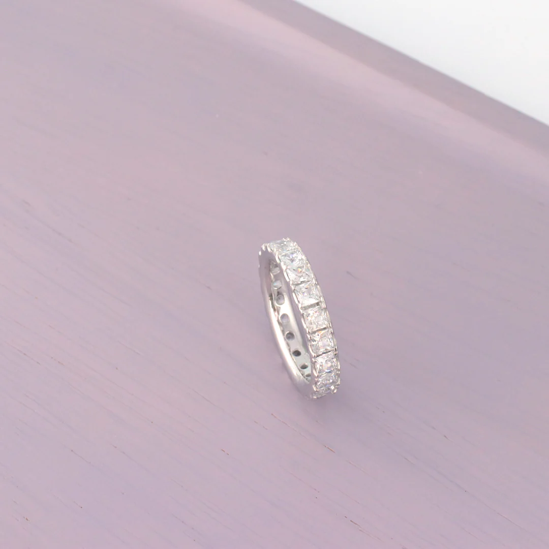 Square CZ Eternity Ring- Sterling Silver