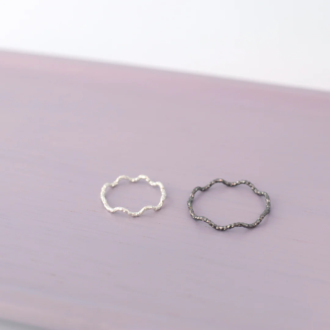 Wave Slim Faceted Ring- Sterling Silver