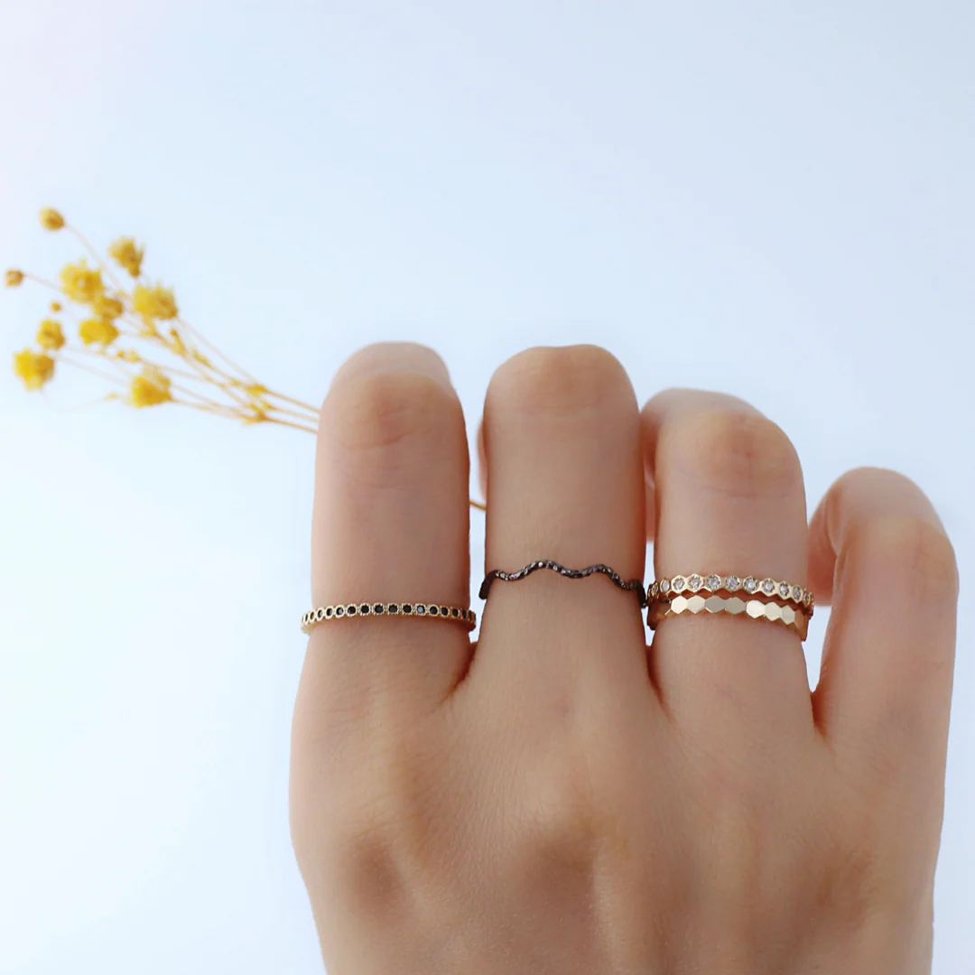 Solid Hexagon Band Ring- Sterling Silver