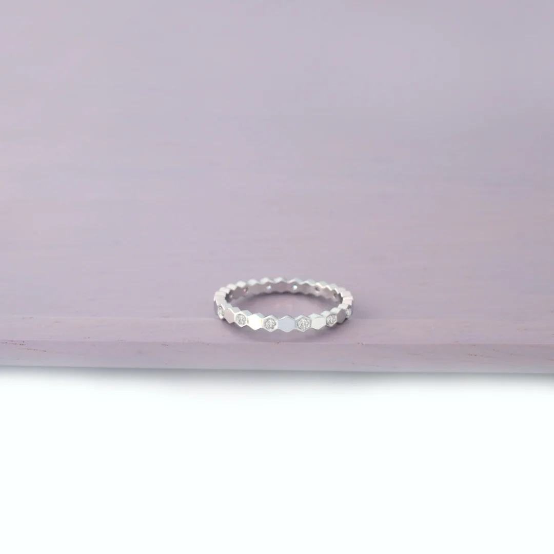 Hexagon Stacker Ring- Sterling Silver