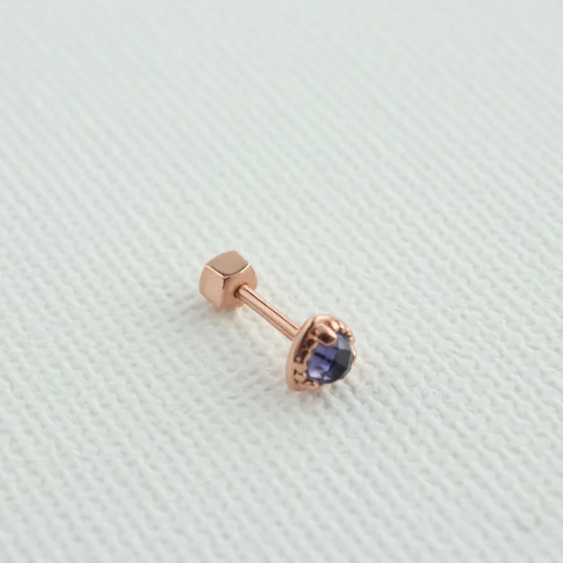 Triangle Gemstone Cartilage Earring- 14K Gold