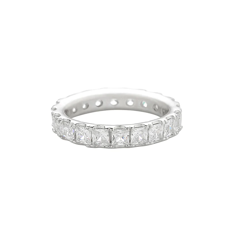 Square CZ Eternity Ring- Sterling Silver