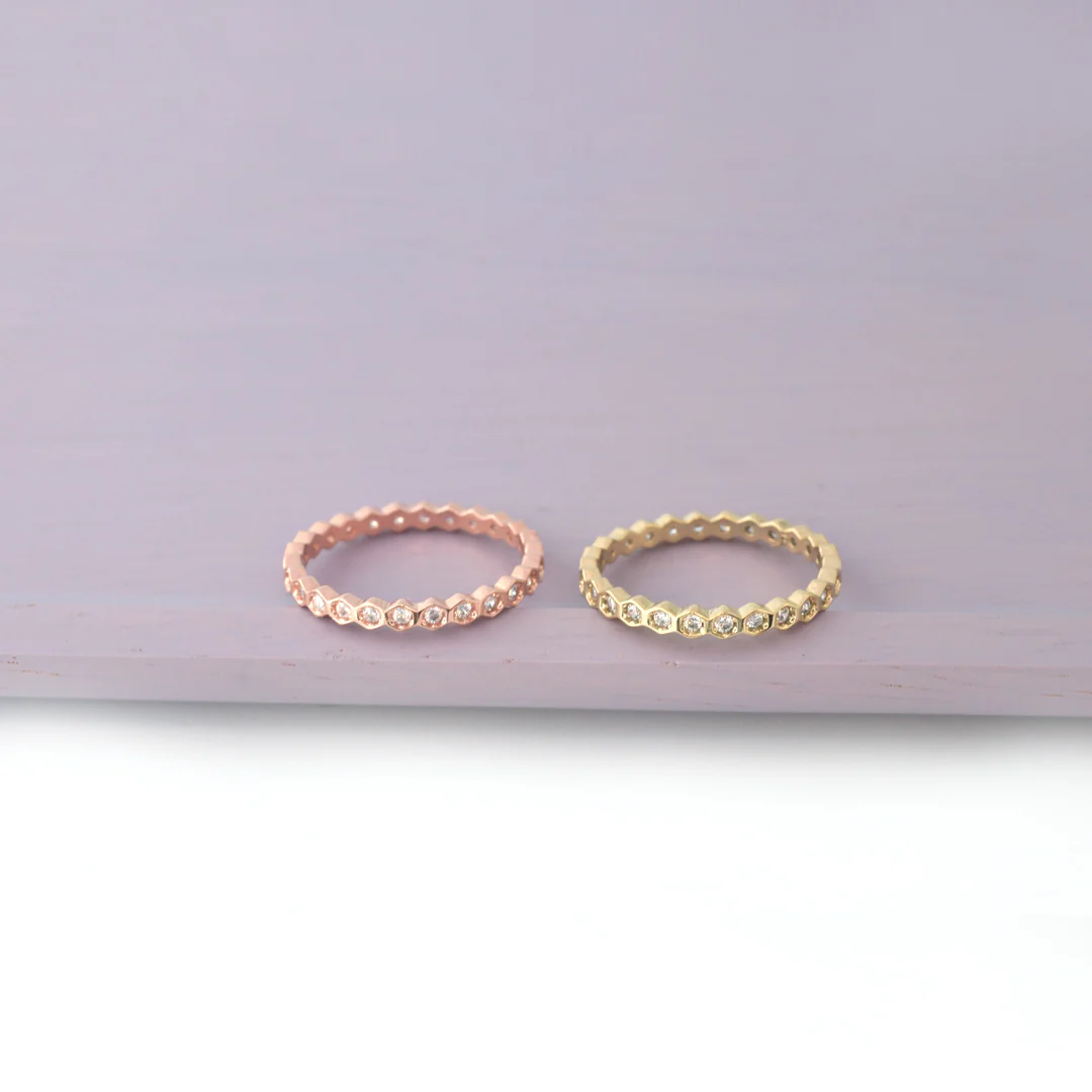 Hexagon CZ Eternity Ring- Sterling Silver