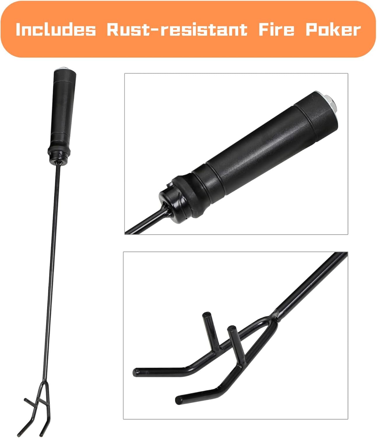 F2C 24 Inch Hex-Shaped Fire Pit with Fire Picker Outdoor Wood Burning Bonfire Firebowl Steel Firepit with Spark Screen Lid & Poker for Patio Backyard Garden Beach Camping Picnic