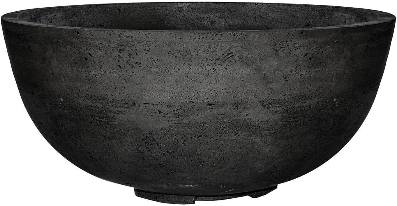 Lakeview Outdoor Designs Valley Bay 1 39 Inch Round GFRC Concrete Natural Gas Fire Bowl in Ebony