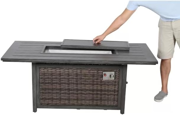 Aluminum,Wicker Propane Fire Pit Table