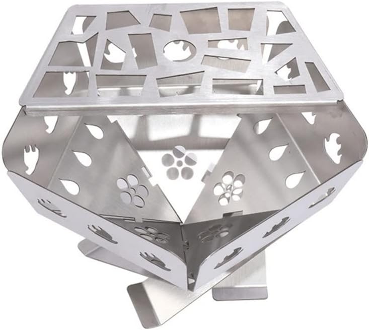 Grills Outdoor Folding Wood Stove Multifunctional Stainless Steel Ultralight Hollow with Grill Outdoor Camping Picnic Bonfire Fire Pit (Size : XXX-Large) (XX)