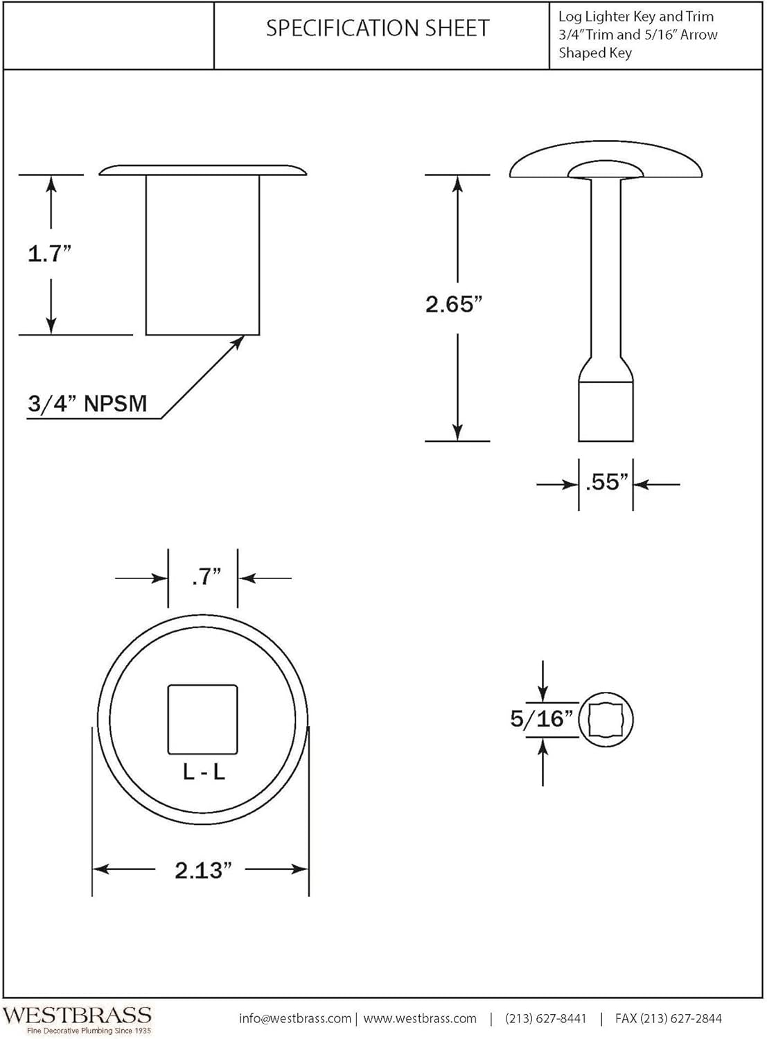 Westbrass R500-50-12 3/4