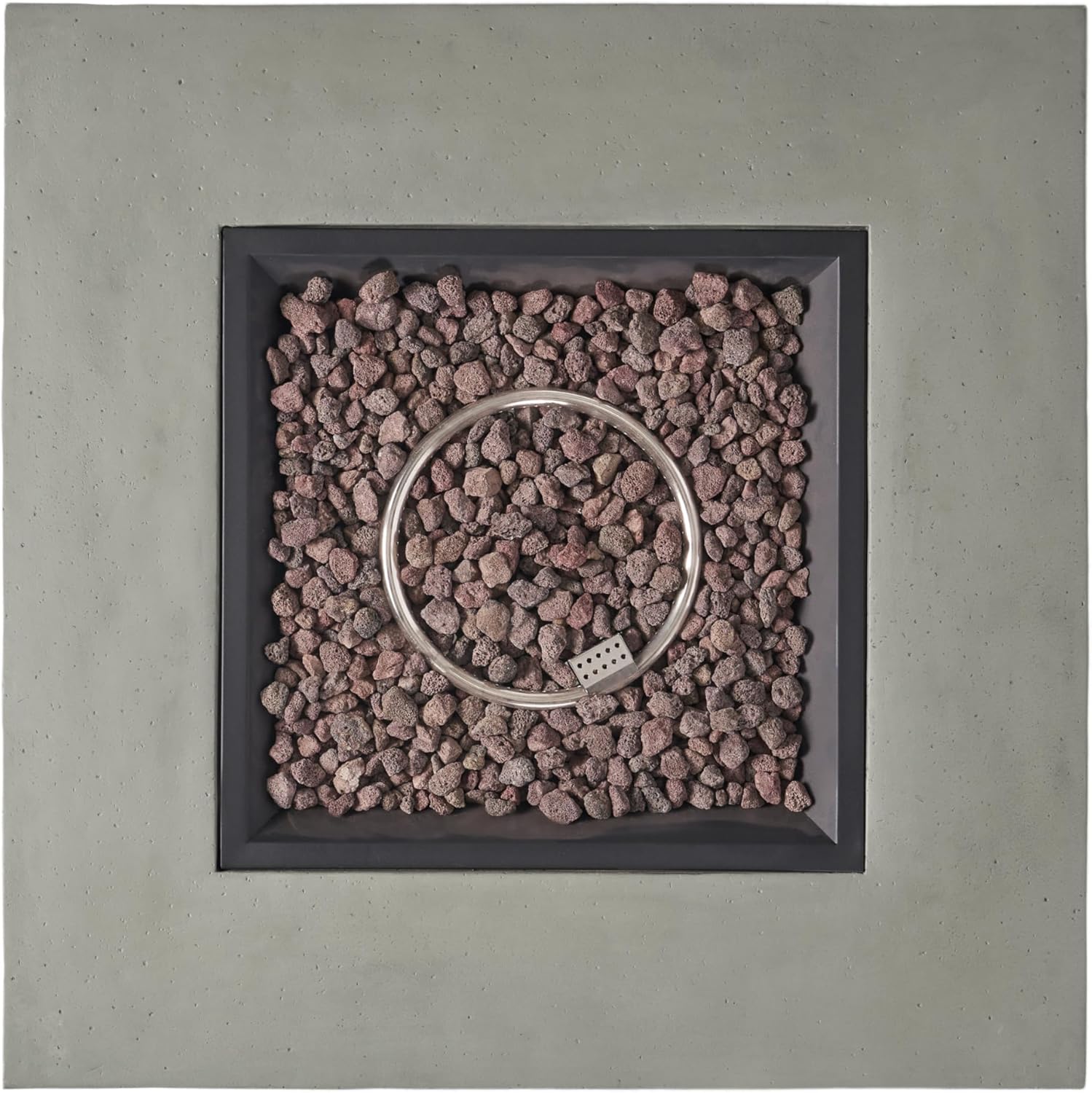 Merax 40-inch Modern Square MGO Propane Fire Pit Table, 50,000 BTU Outdoor Patio Heater with Exterior Tank Hookup, Concrete Firepit, Light Grey