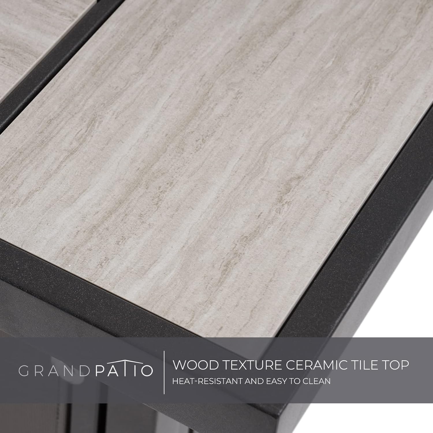 Grand patio 5-Piece Outdoor Furniture Conversation Sets with 43-Inch 50000 BTU CSA Safety Approved Gas Fire Pit Table Rectangle Propane Fire Pit with Ceramic Tile Top and Wicker Base