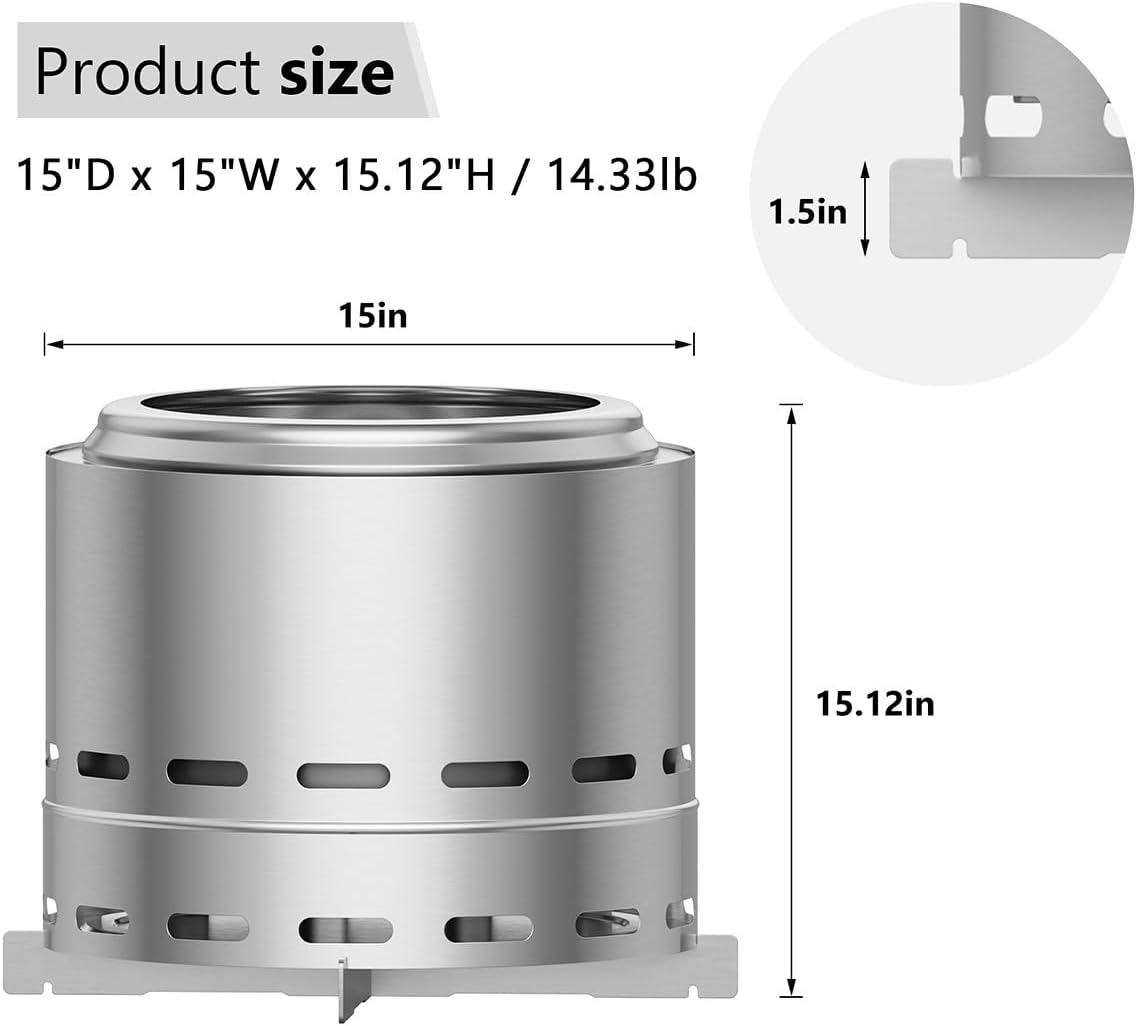 Outdoor Heater Fire Pit Stainless Steel Wood Burning Fire Pit for Outside Modern Patio Heating Solution for Backyard Deck Camping & Outdoor Gatherings