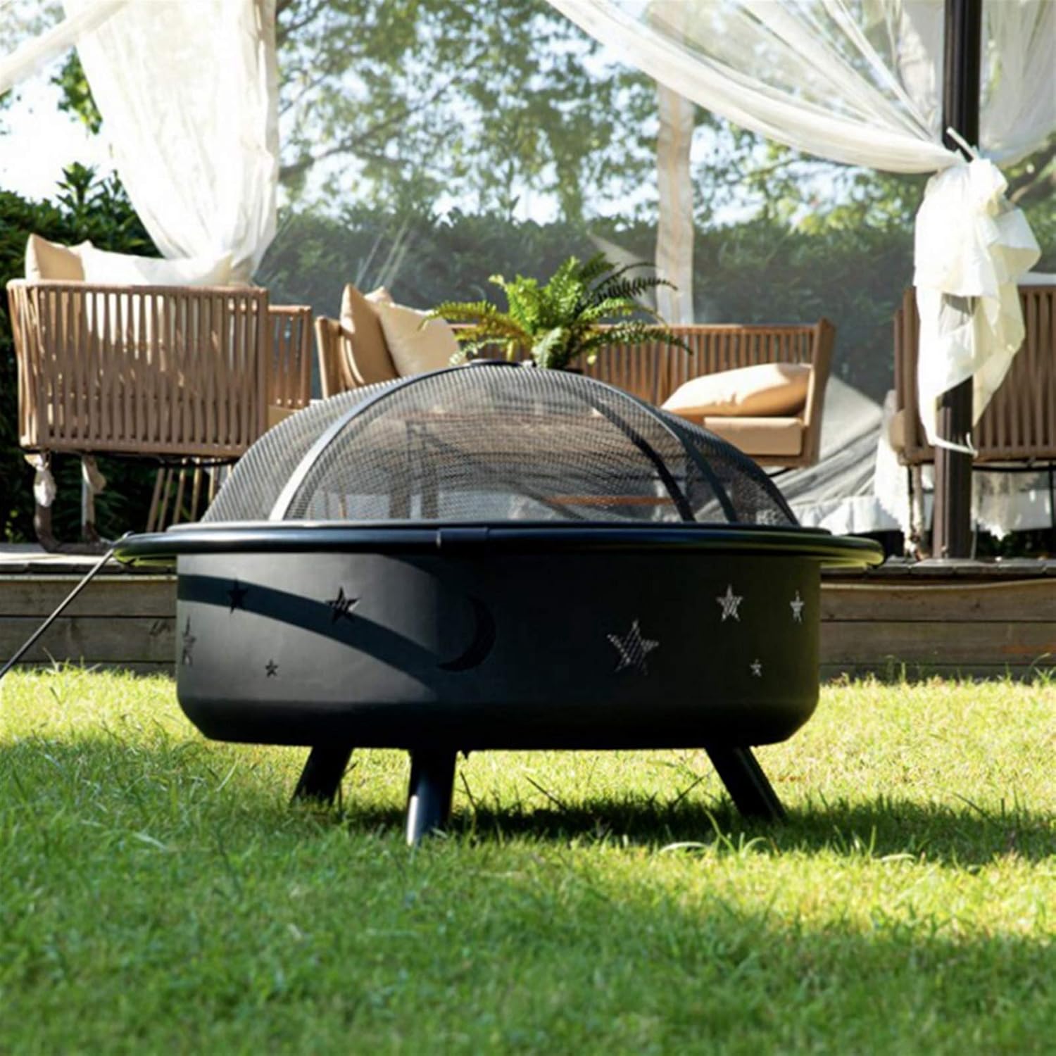 Outdoor Fire Pit Fire Pits Outdoor Wood Burning, Wrought Iron Firepit for Outside, for Backyard Terrace Patio (Color : Style 2) (Style 1)