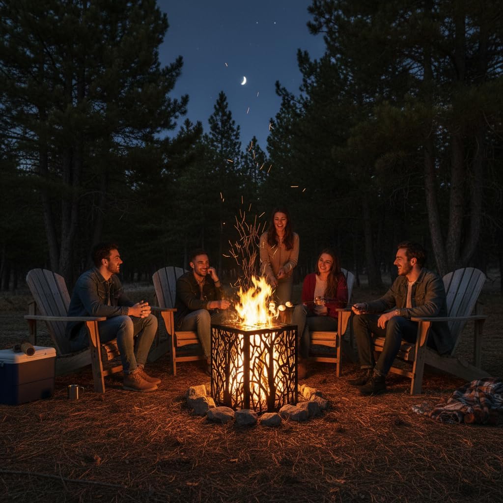 Burn Barrels for Outside, Square Carbon Steel Firepit, Heavy Duty Outdoor Incinerator Drum 22 Inch Burn Cage for Paper, Leaves, Trash & Wood (Black, 21