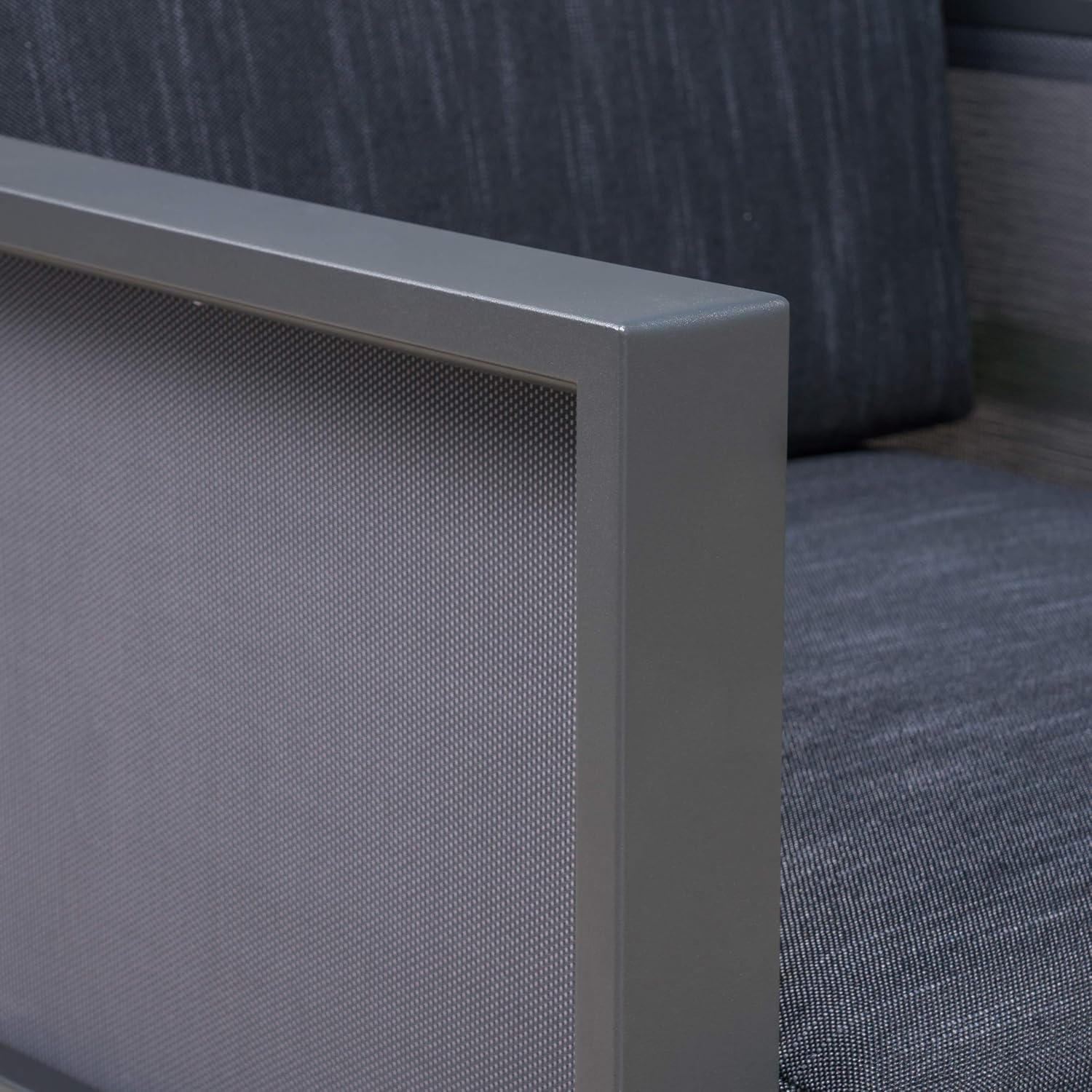 Great Deal Furniture Outdoor 4-Seater Aluminum Chat Set with Fire Pit and Tank Holder, Dark Gray and Black and Light Gray