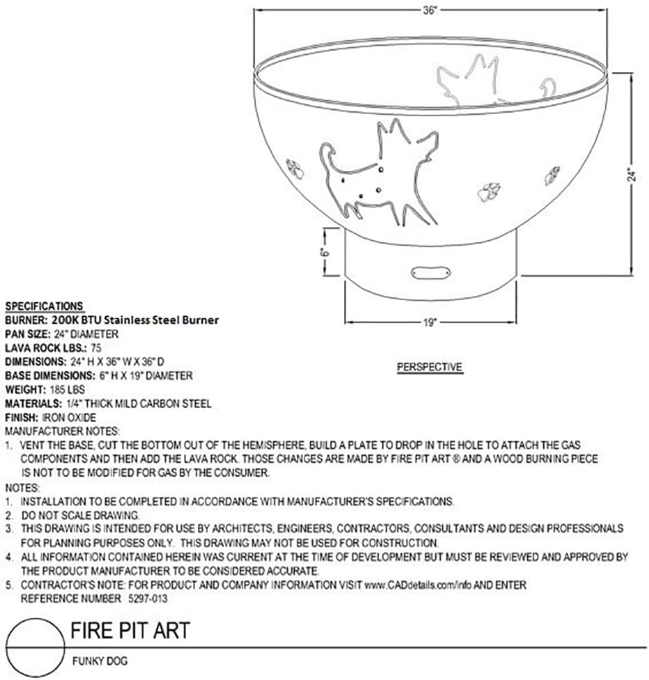 Firepit Art Funky Dog Outdoor Fire Pit Bowl FD 36