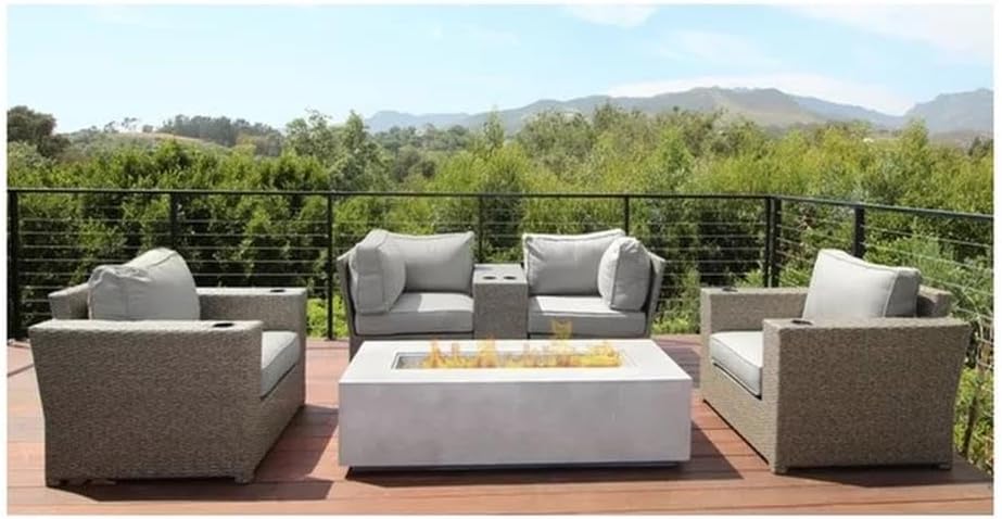 Century Modern Outdoor Fire Pit for Outdoor Home Garden Backyard Fireplace [CM-1068] (6 Pc Fire Pit Set)