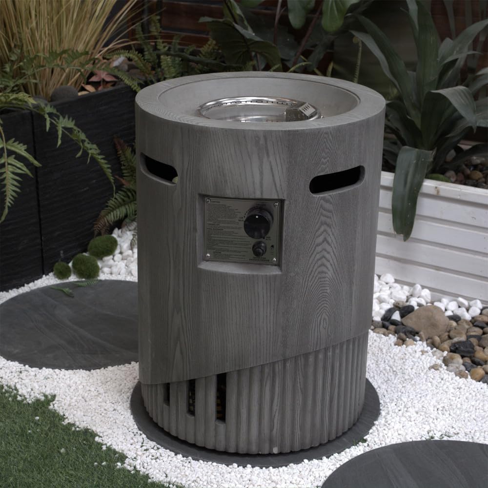 32000 BTU, CSA Certification Diameter 20 Inch Round Outdoor Gas Fire Pit,Contain 2.5kg Lava Stone and Rainproof Cover,Magnesium Oxide Cultured Stone Surface Finished, More Suitable for Outdoor Garden