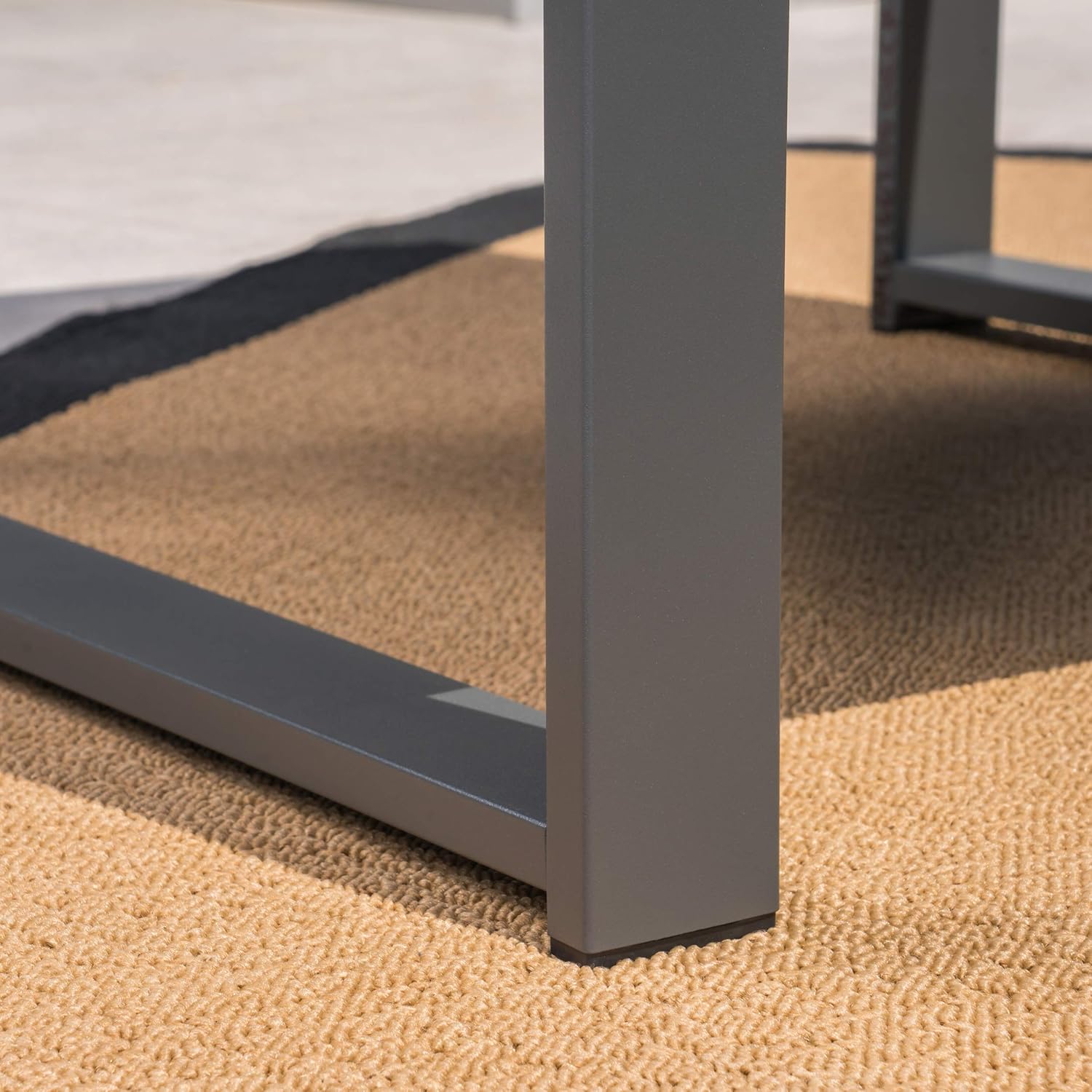 Great Deal Furniture Outdoor 4-Seater Aluminum Chat Set with Fire Pit and Tank Holder, Dark Gray and Black and Light Gray