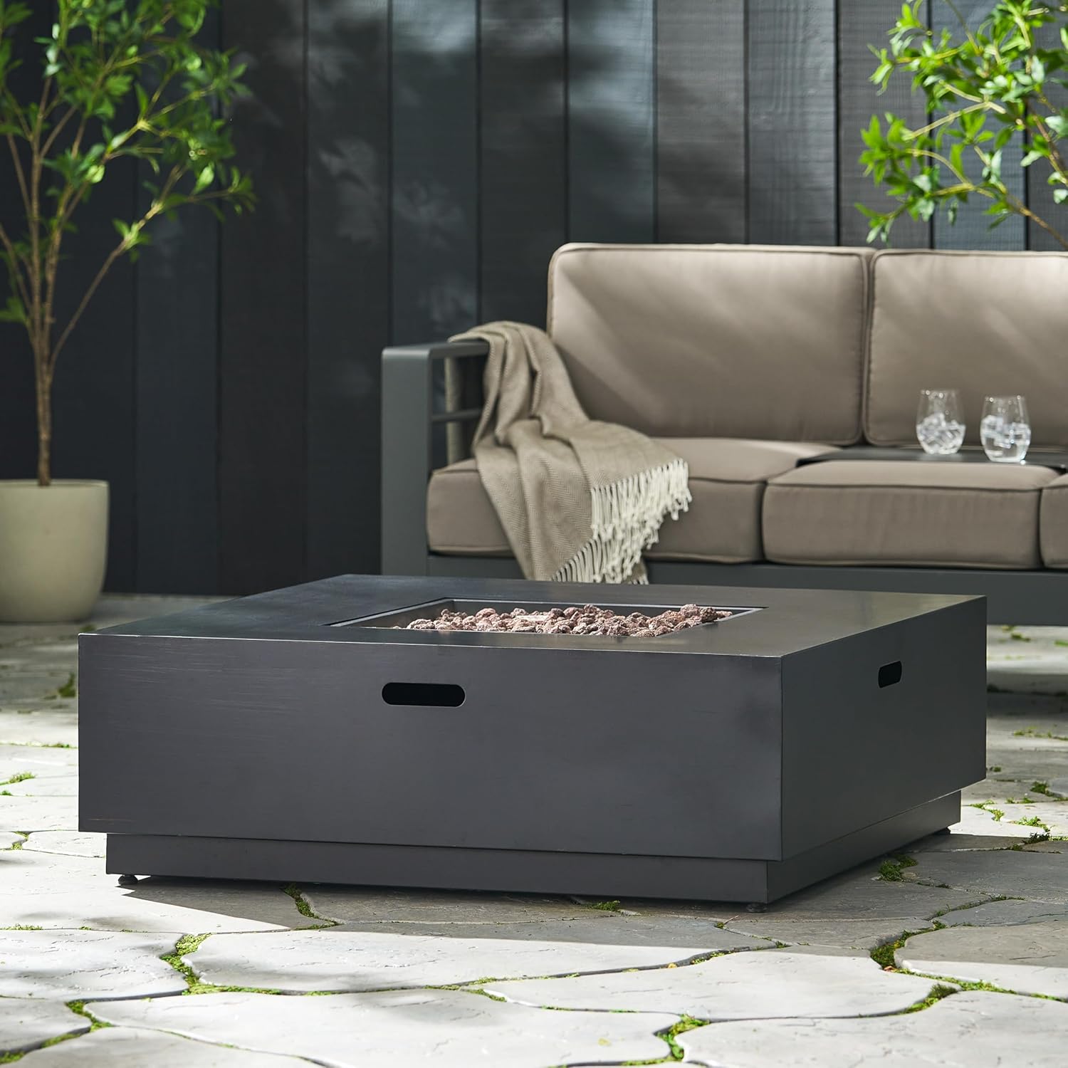 40'' Square Iron FIRE Pit 50 000 BTU (Tank Cover not Included)