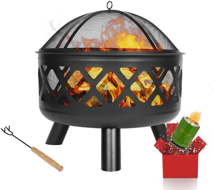 Red Mountain Valley 24'' Fire Pit with Green Tabletop Smokeless Fire Pit