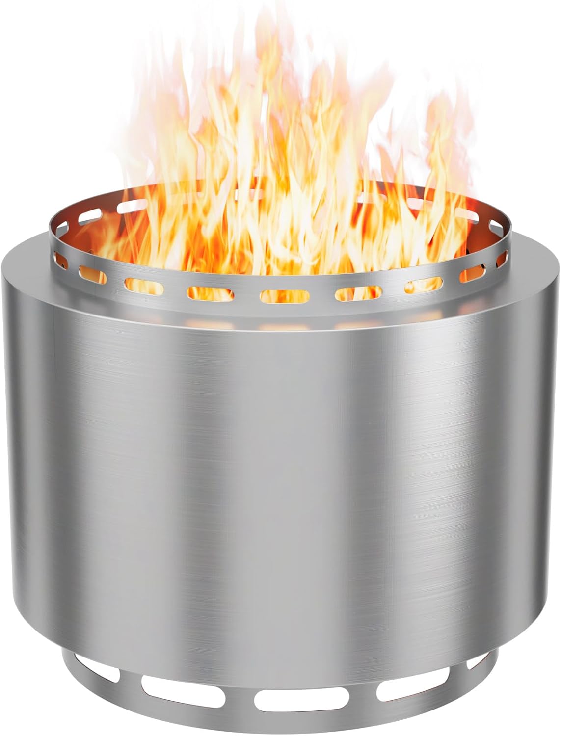 Kullavik 19 Inch Outdoor Smokeless Fire Pit, Portable Stainless Steel Firepit with Weather Resistant Cover,Wood Burning Fire Pit for Outside