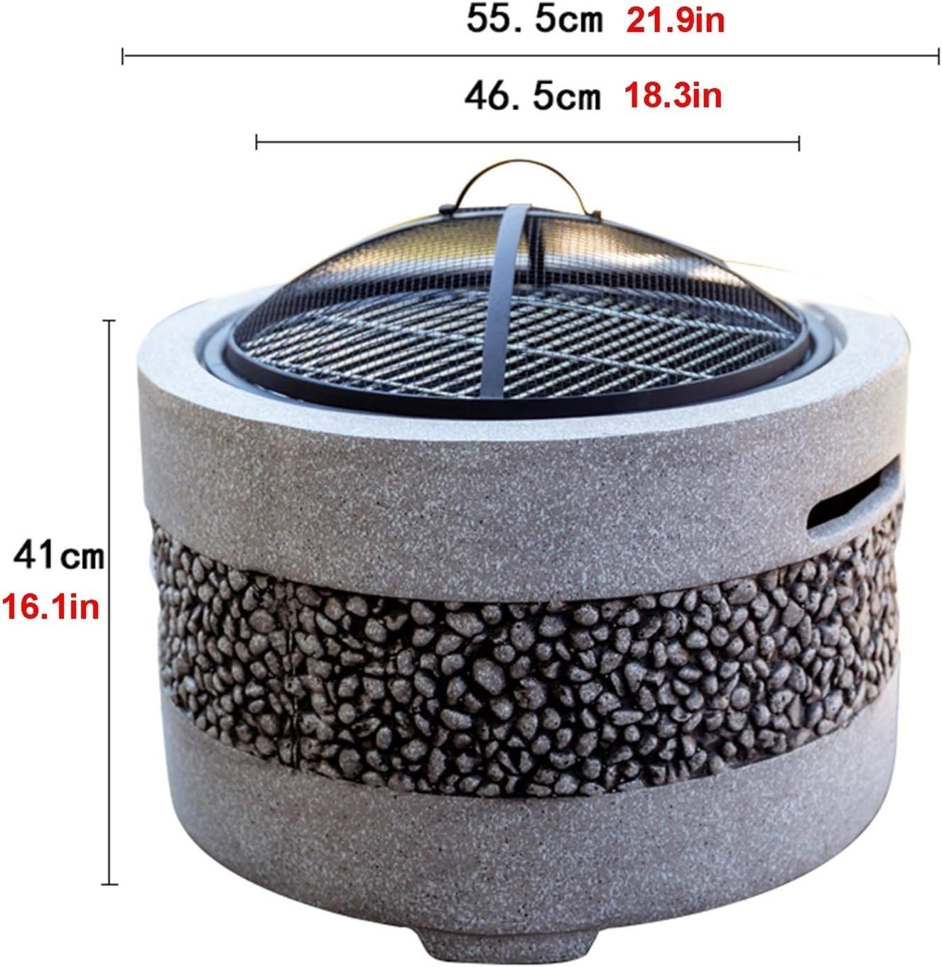 Fire Pits Outdoor Garden BBQ Grill Kit, Backyard Patio Garden Fireplace Camping Outdoor Heating, Campfire Picnic Cooking Fire Pit, 55.5cm/21.9
