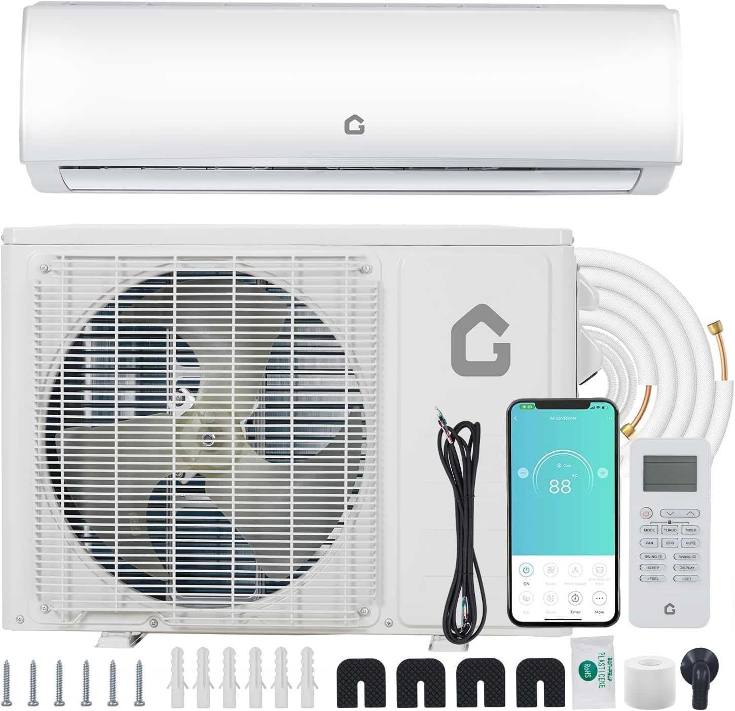 9,000 BTU Mini Split AC/Heating System with WiFi Enabled & Alexa Control, 24 SEER2 115V Energy Efficient Ductless Inverter System, Cools Up to 450 Sq.Ft, New Refrigerant R454B