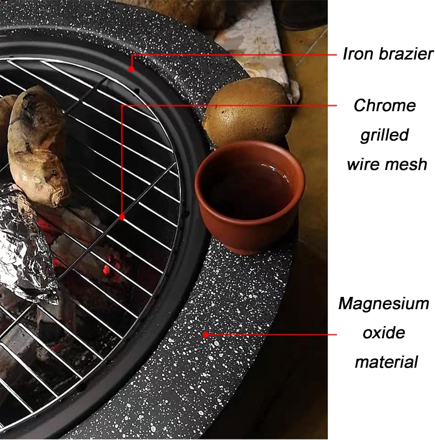 Fire Pit Outdoor fire Pit, Wood-Burning fire Pit, with Round Spark Screen, Fireplace Poker and Metal Grate